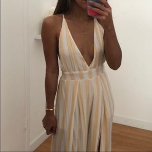 Never worn yellow and white striped jumper